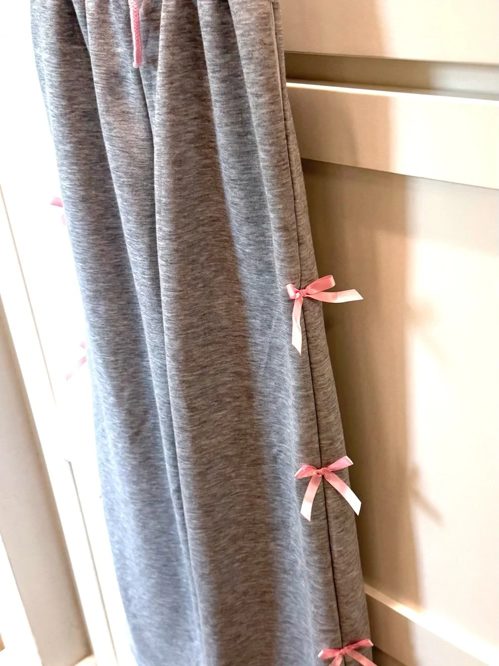 Girls' Grey Pajama Lounge Pants with Pink Bows